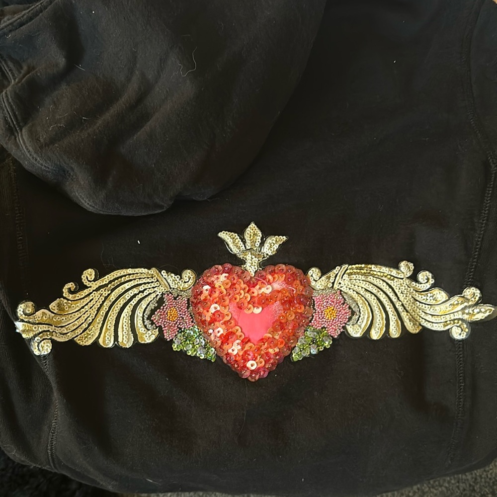 Y2K CUTE SEQUIN EMBROIDERY TWISTED HEART SLEEVELESS ZIP UP